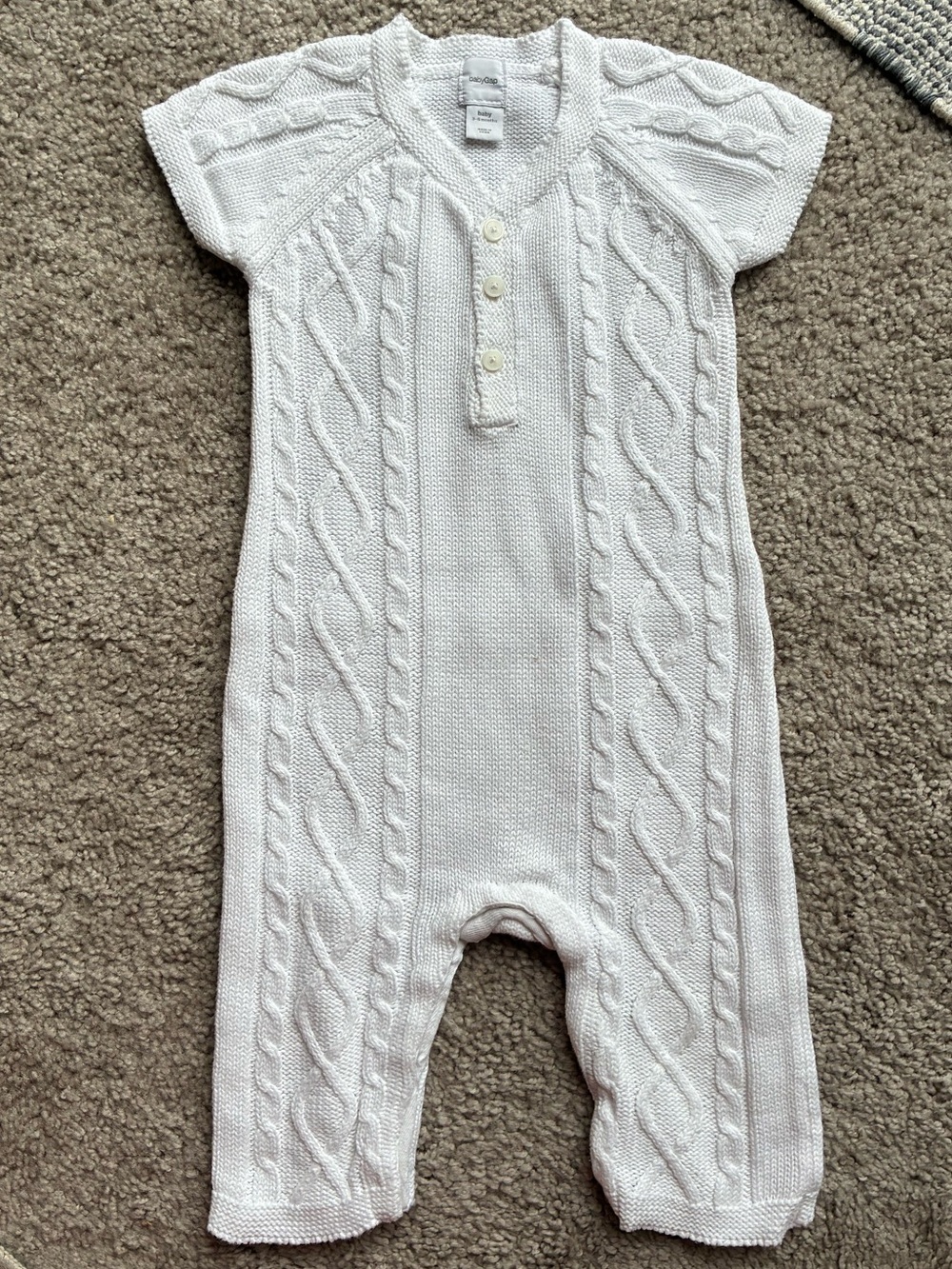 GAP White Cable Knit Baby One-Piece Romper